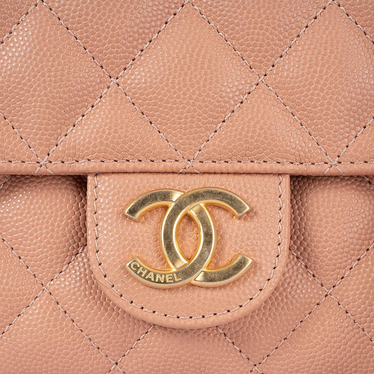 CHANEL beige peach Caviar leather SMALL WAVY HOBO Shoulder Bag NM375 For Sale 2
