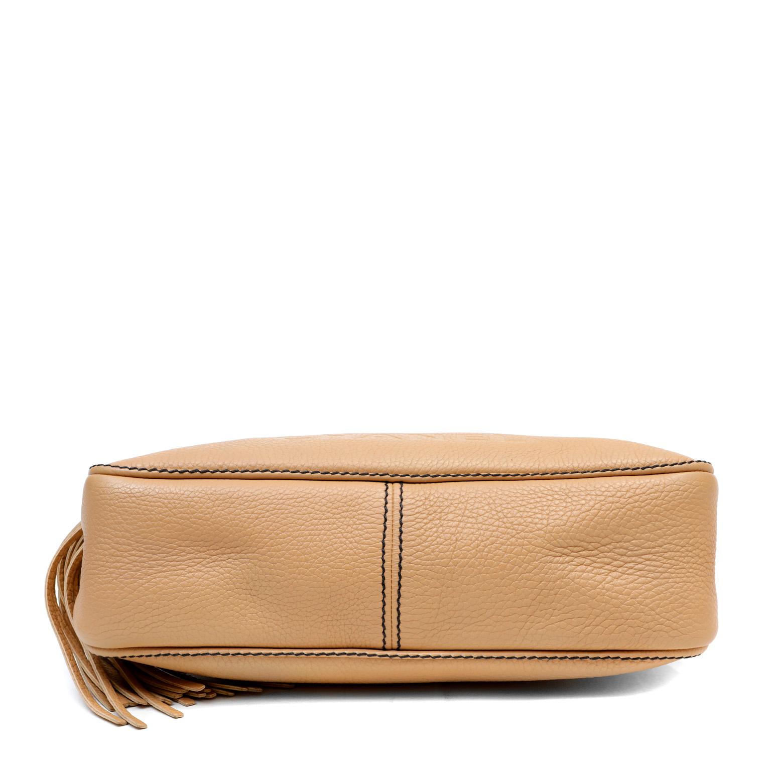 Women's Chanel Beige Pebbled Leather LAX Shoulder Bag