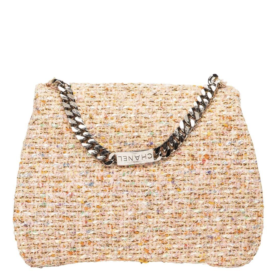 Chanel Beige/Pink 1996 CC Logo Chain Top Handle Bag In Good Condition For Sale In Atlanta, GA