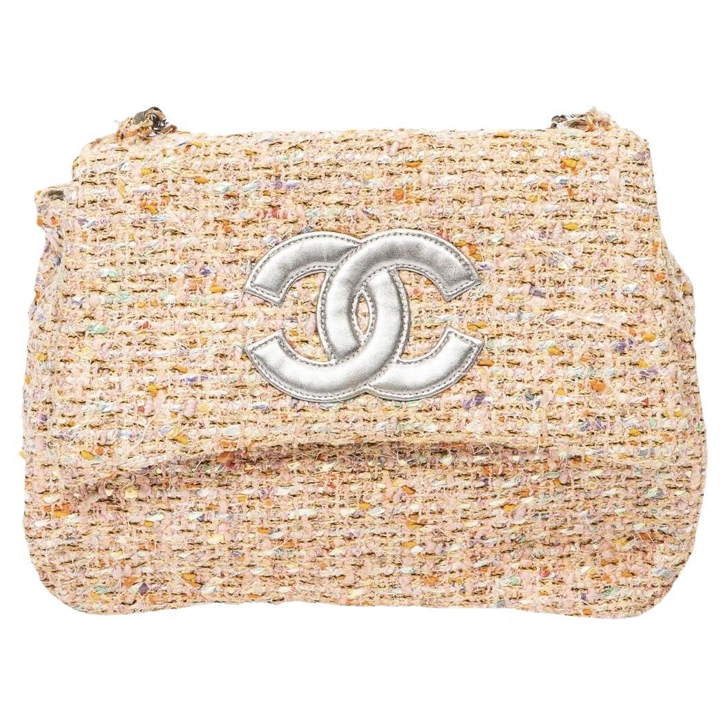 Chanel Beige/Pink 1996 CC Logo Chain Top Handle Bag For Sale