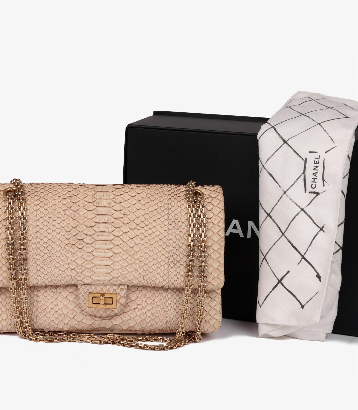 Chanel Beige Python Leather 226 2.55 Reissue Double Flap Bag For Sale 6