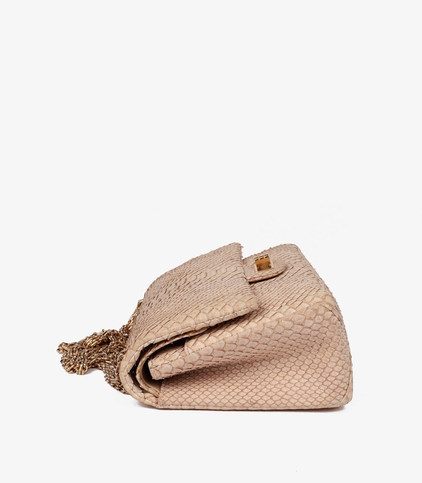 Chanel Beige Python Leather 226 2.55 Reissue Double Flap Bag In Excellent Condition For Sale In Bishop's Stortford, Hertfordshire