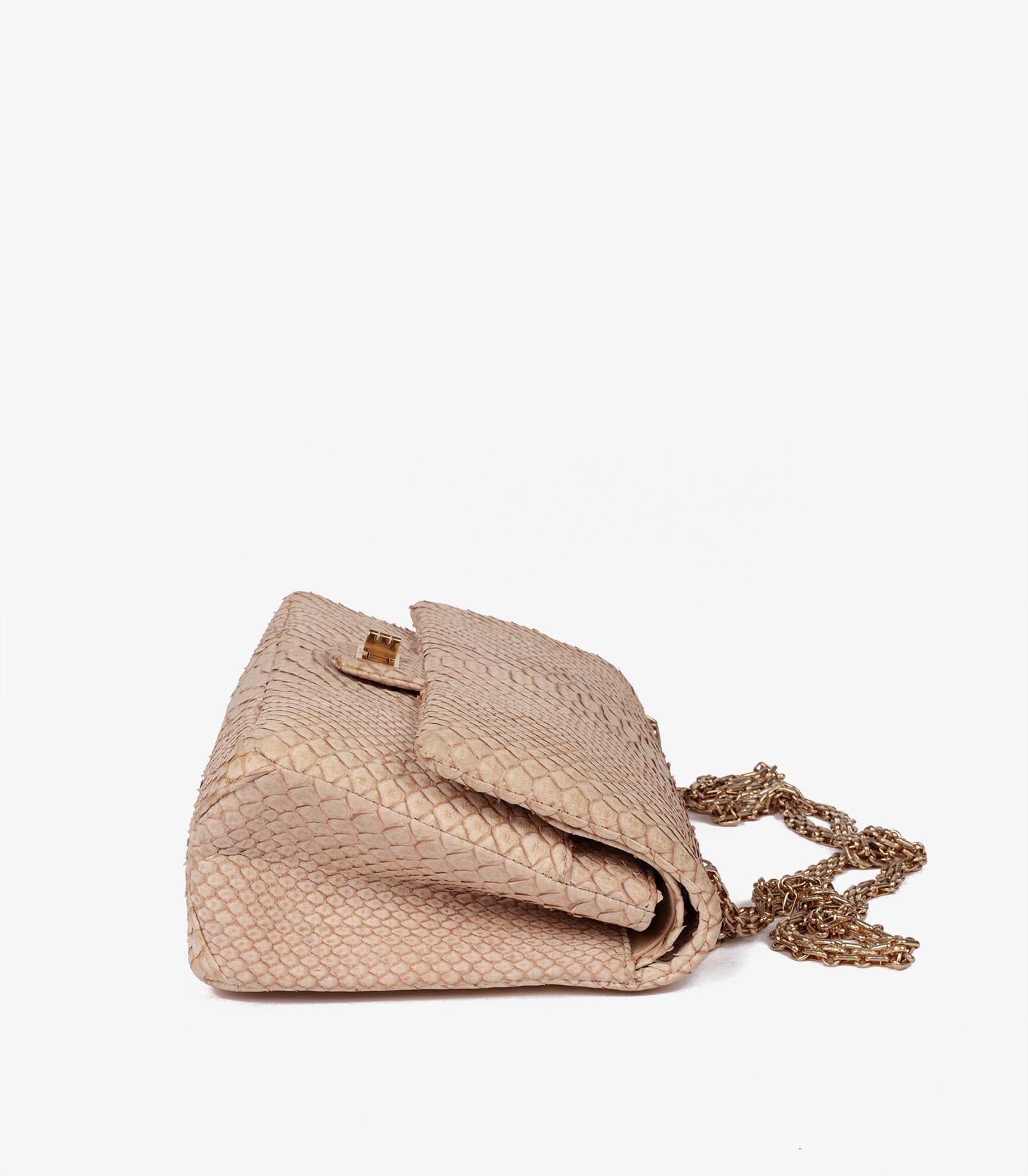 Women's or Men's Chanel Beige Python Leather 226 2.55 Reissue Double Flap Bag For Sale