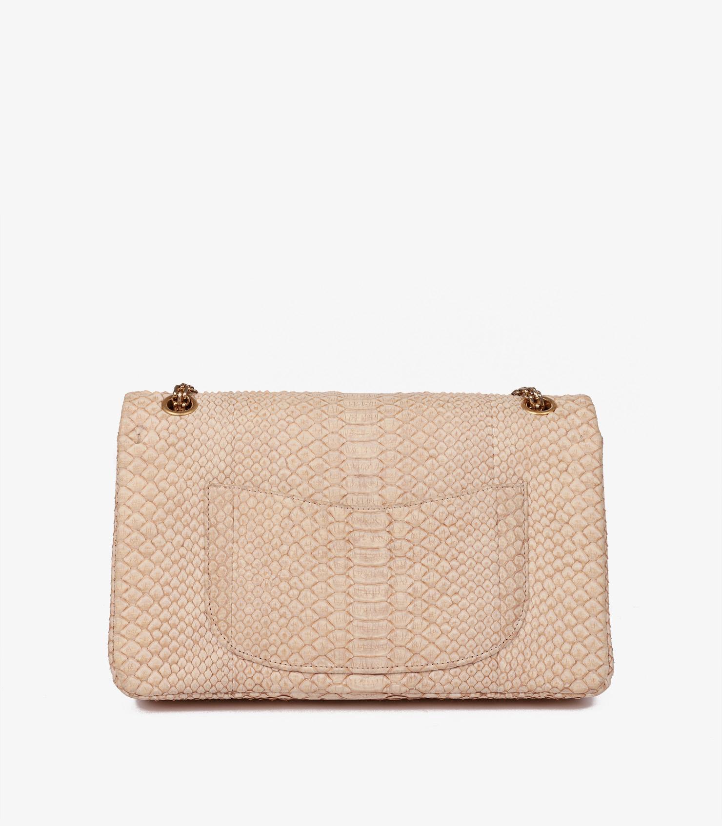 Chanel Beige Python Leather 226 2.55 Reissue Double Flap Bag For Sale 2