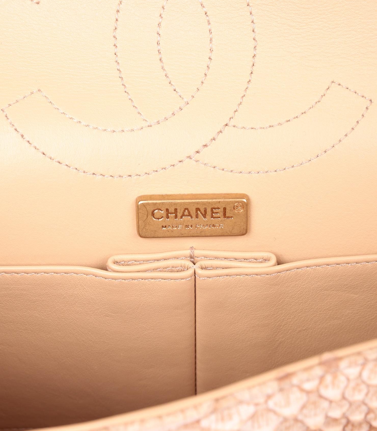 Chanel Beige Python Leather 226 2.55 Reissue Double Flap Bag For Sale 4
