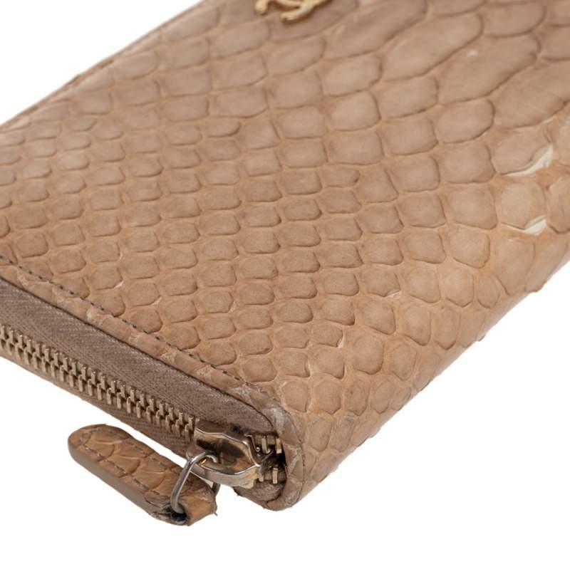 Chanel Beige Python Zip Around Wallet 1