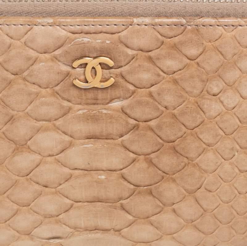 Chanel Beige Python Zip Around Wallet 4