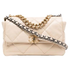 Chanel Beige Quilted  19 Flap Bag