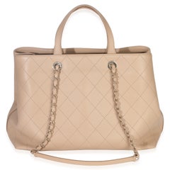 Chanel Beige Trapuntato Pelle di Vitello Grande Shopper Tote Seriale