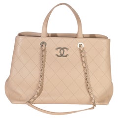 Chanel Beige Trapuntato Pelle di Vitello Grande Shopper Tote Seriale