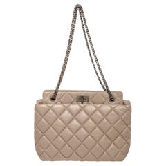 Chanel Beige Quilted Calfskin Leather 2.55 Reissue Grand Shopping Tote Bag