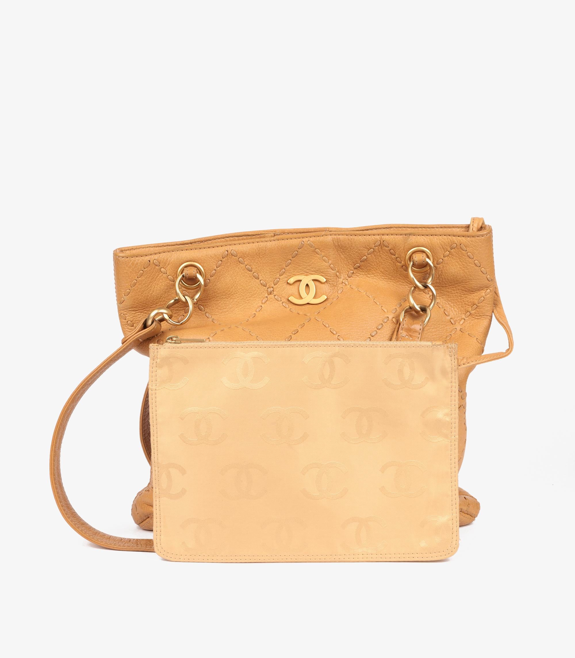 Chanel Beige Quilted Calfskin Leather Wild Stitch Timeless Shoulder Bag 7