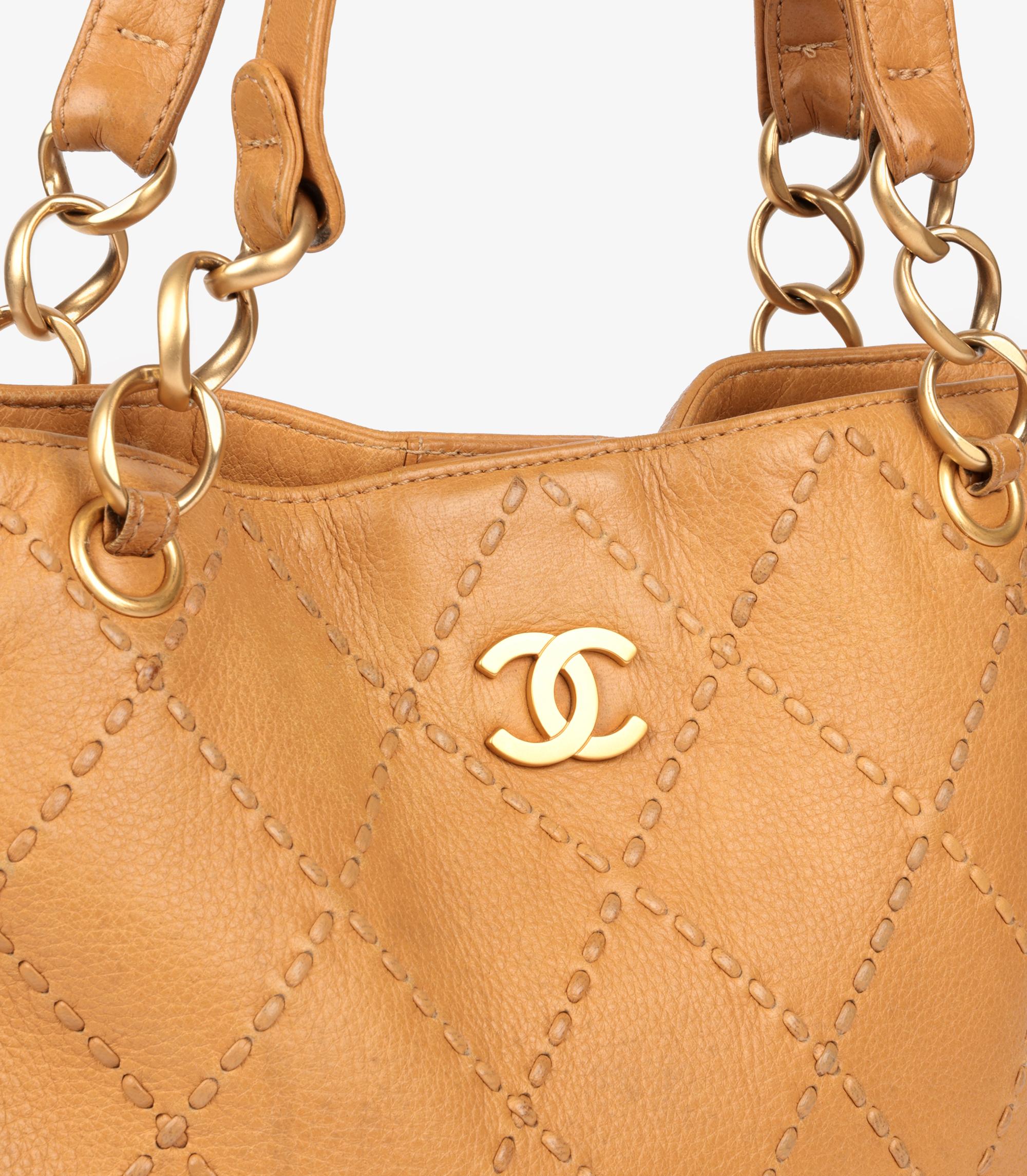 Chanel Beige Quilted Calfskin Leather Wild Stitch Timeless Shoulder Bag In Excellent Condition In Bishop's Stortford, Hertfordshire