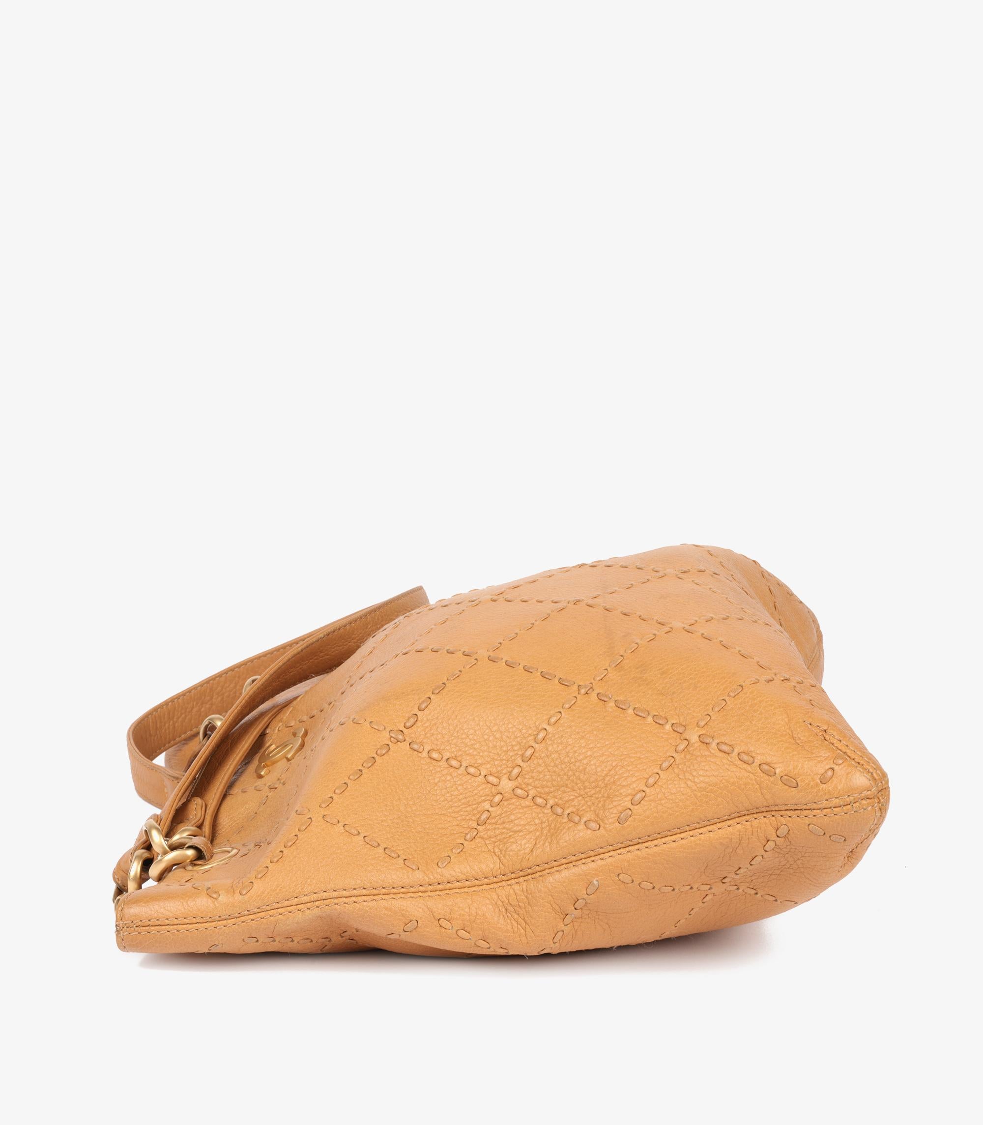 Chanel Beige Quilted Calfskin Leather Wild Stitch Timeless Shoulder Bag 1