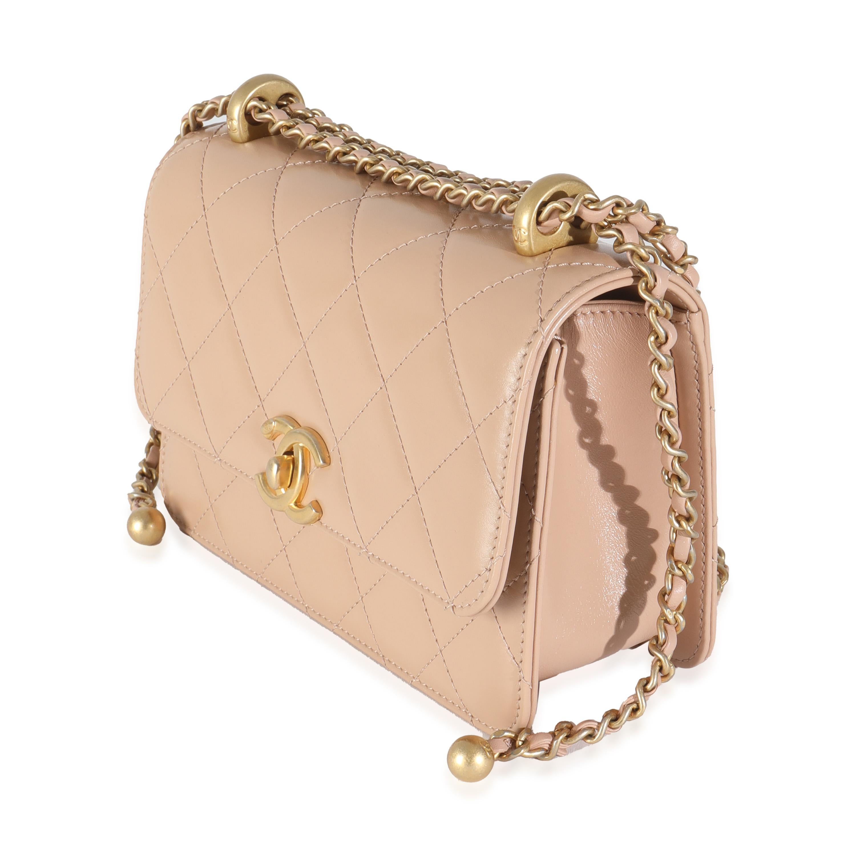 Women's or Men's Chanel Beige Quilted Calfskin Mini Perfect Fit Flap Bag