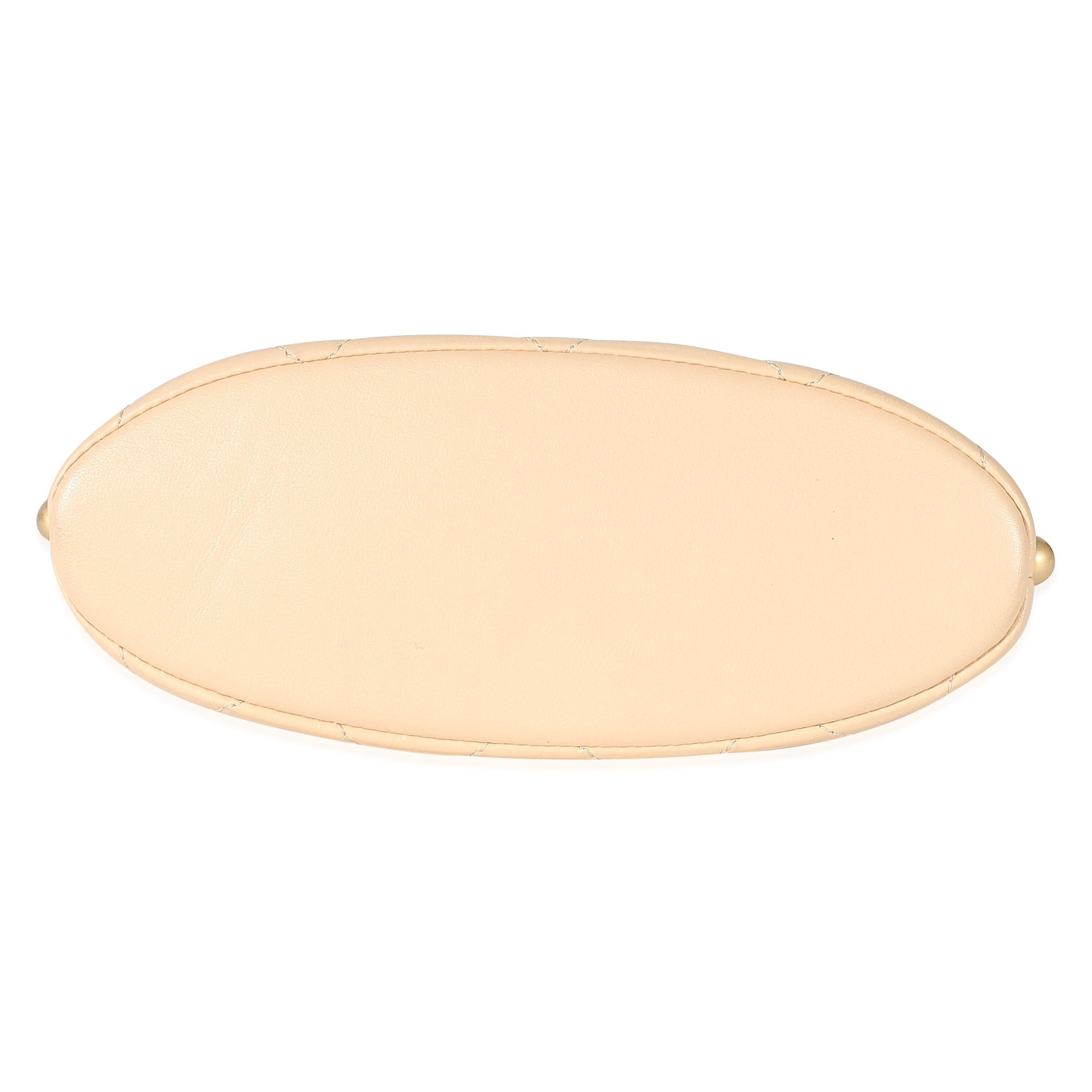 Chanel Beige Quilted Calfskin Small Pearl Chain Hobo For Sale 2