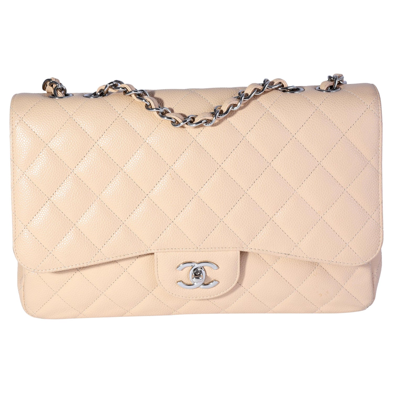 CHANEL Caviar Quilted Small Coco Handle Flap Light Beige 198468