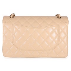 Chanel Beige Quilted Caviar Jumbo Double Flap Bag