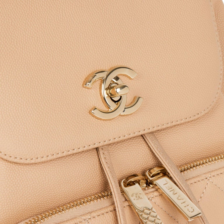 CHANEL Beige Quilted Caviar Leather Business Affinity Backpack at 1stDibs