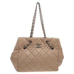 Chanel Beige Quilted Caviar Leather Cell Tote