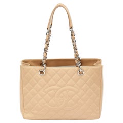 Chanel Beige Quilted Caviar Leather Grand Shopper Tote Chanel Beige Quilted Caviar Leather Grand Shopper Tote