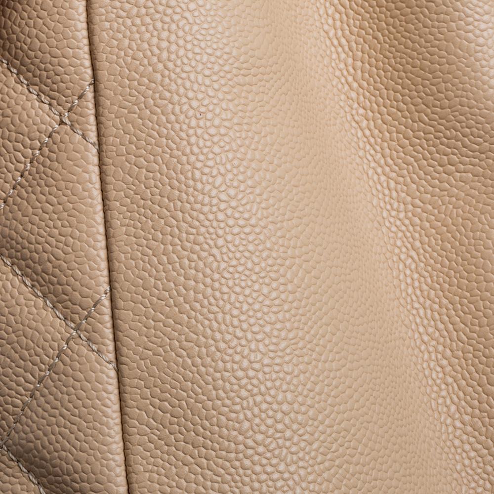 Chanel Beige Quilted Caviar Leather Grand Shopping Tote 7