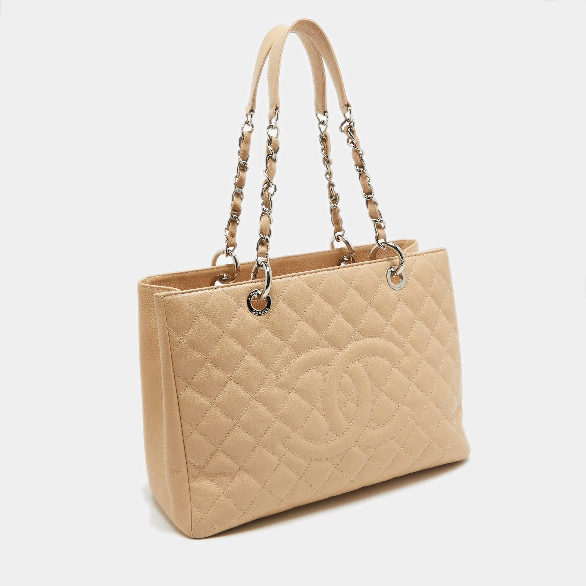 Chanel Beige Quilted Caviar Leather GST Shopper Tote 11