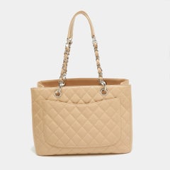 Chanel Beige Trapuntato Caviale Pelle GST Shopper Tote