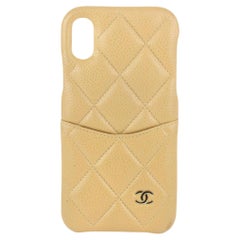 Chanel Beige Quilted Caviar Leather iPhone X Mobile Case 5c516a