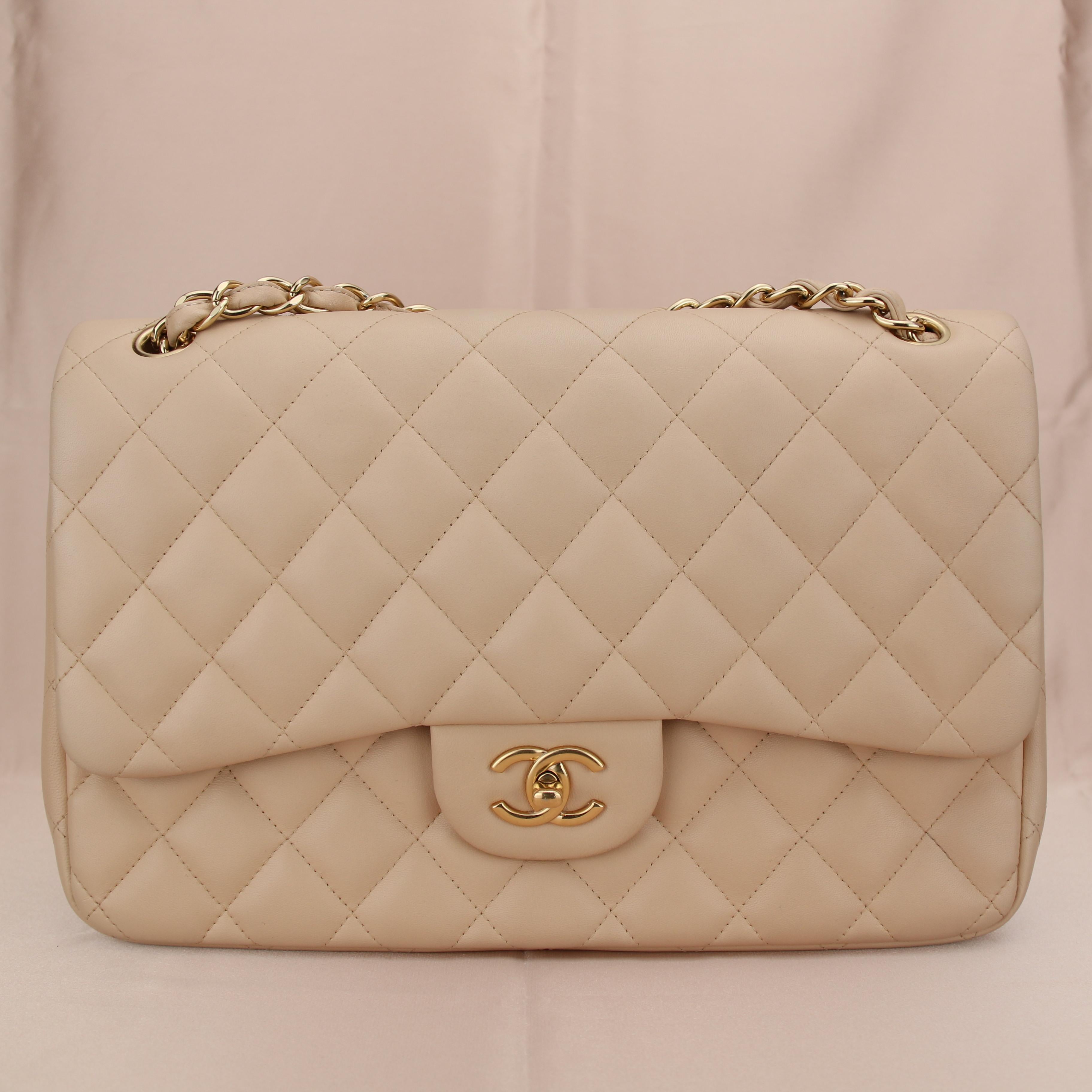 Brand	Chanel
Model	Timeless
Serial No.	16******
Color	Beige
Date	Approx. 2012
Metal	Silver
Material	Lambskin
Measurements	Approx. 20cm H x 30cm W x 10cm D
Condition	Excellent 
Comes with	Chanel Dust bag

If you are interested in any of our