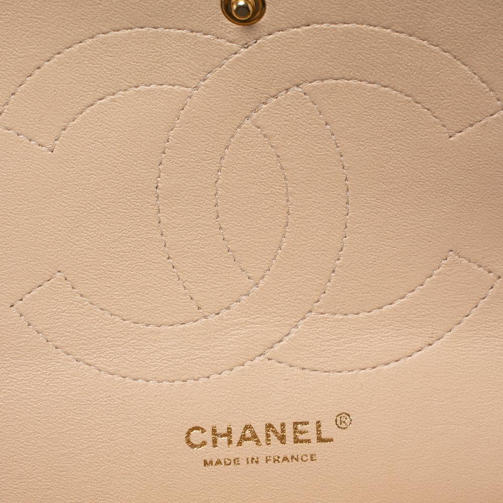 Chanel Beige Quilted Caviar Leather Jumbo Classic Double Flap Bag 2