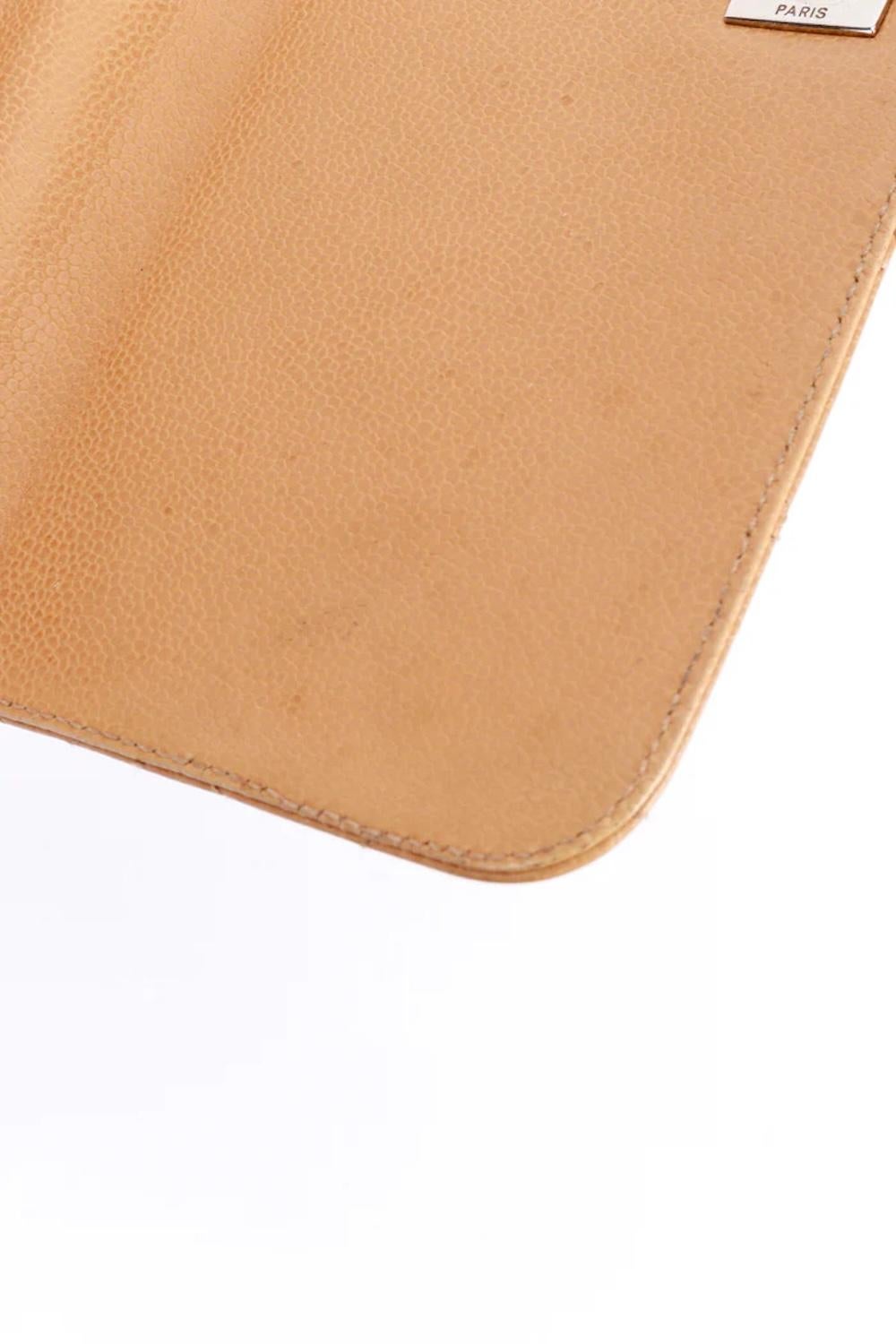 Chanel Beige Quilted Caviar Leather Kelly Handbag For Sale 8