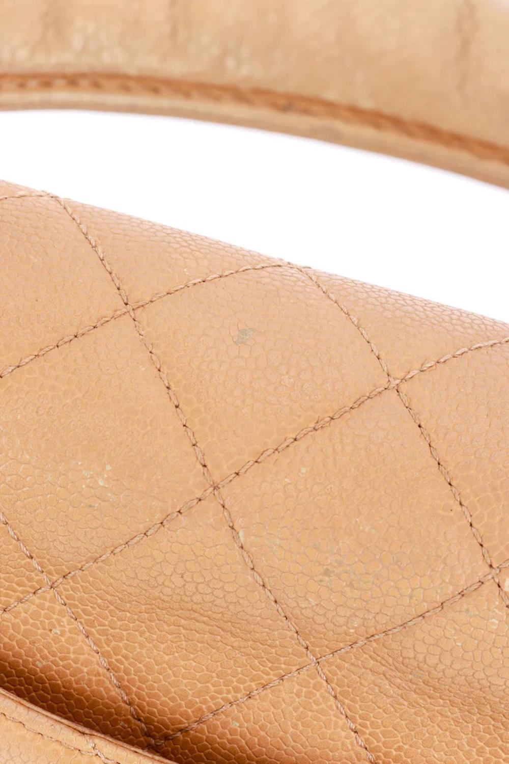 Chanel Beige Quilted Caviar Leather Kelly Handbag For Sale 3