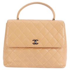 Chanel Beige Quilted Caviar Leather Kelly Handbag