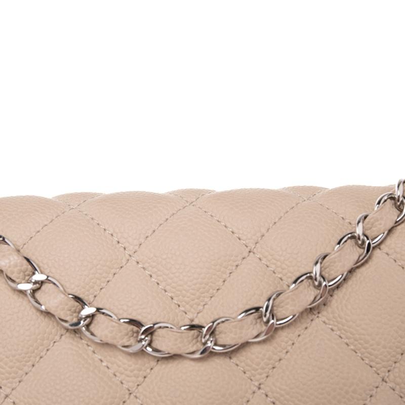 Chanel Beige Quilted Caviar Leather Large Easy Flap Bag 6