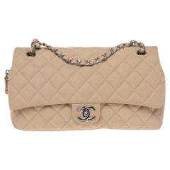 Chanel Beige Quilted Caviar Leather Large Easy Flap Bag