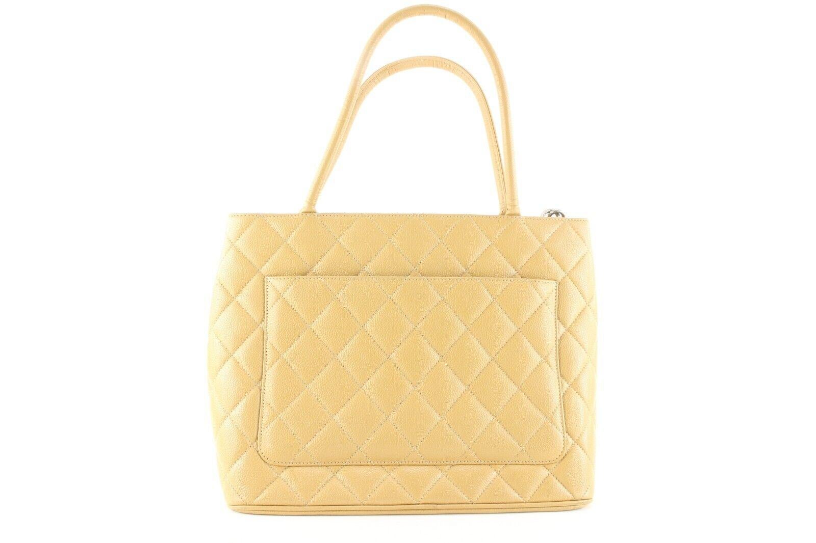 Chanel Beige Quilted Caviar Leather Medallion Zip Tote SHW 2CK0418 1