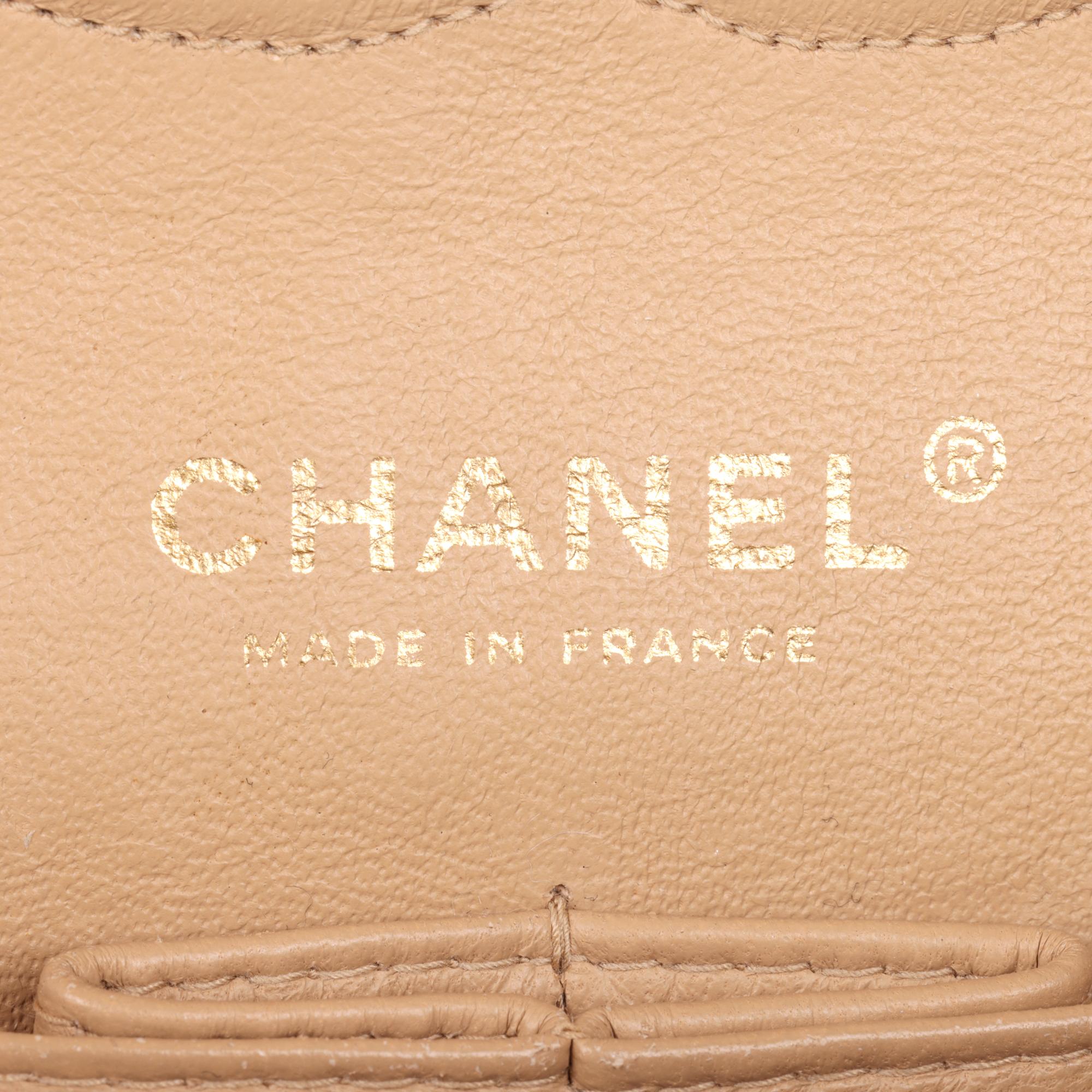 CHANEL Beige Quilted Caviar Leather Medium Classic Double Flap Bag  6