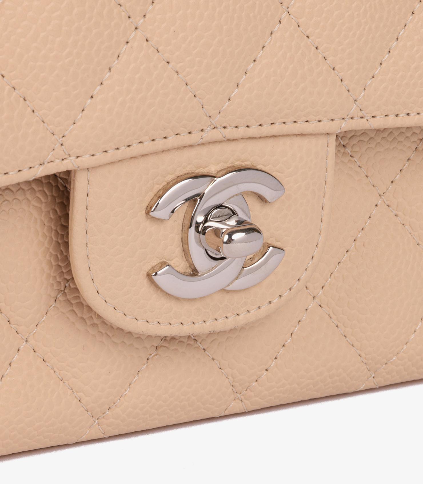 Chanel Beige Quilted Caviar Leather Medium Classic Double Flap Bag For Sale 4