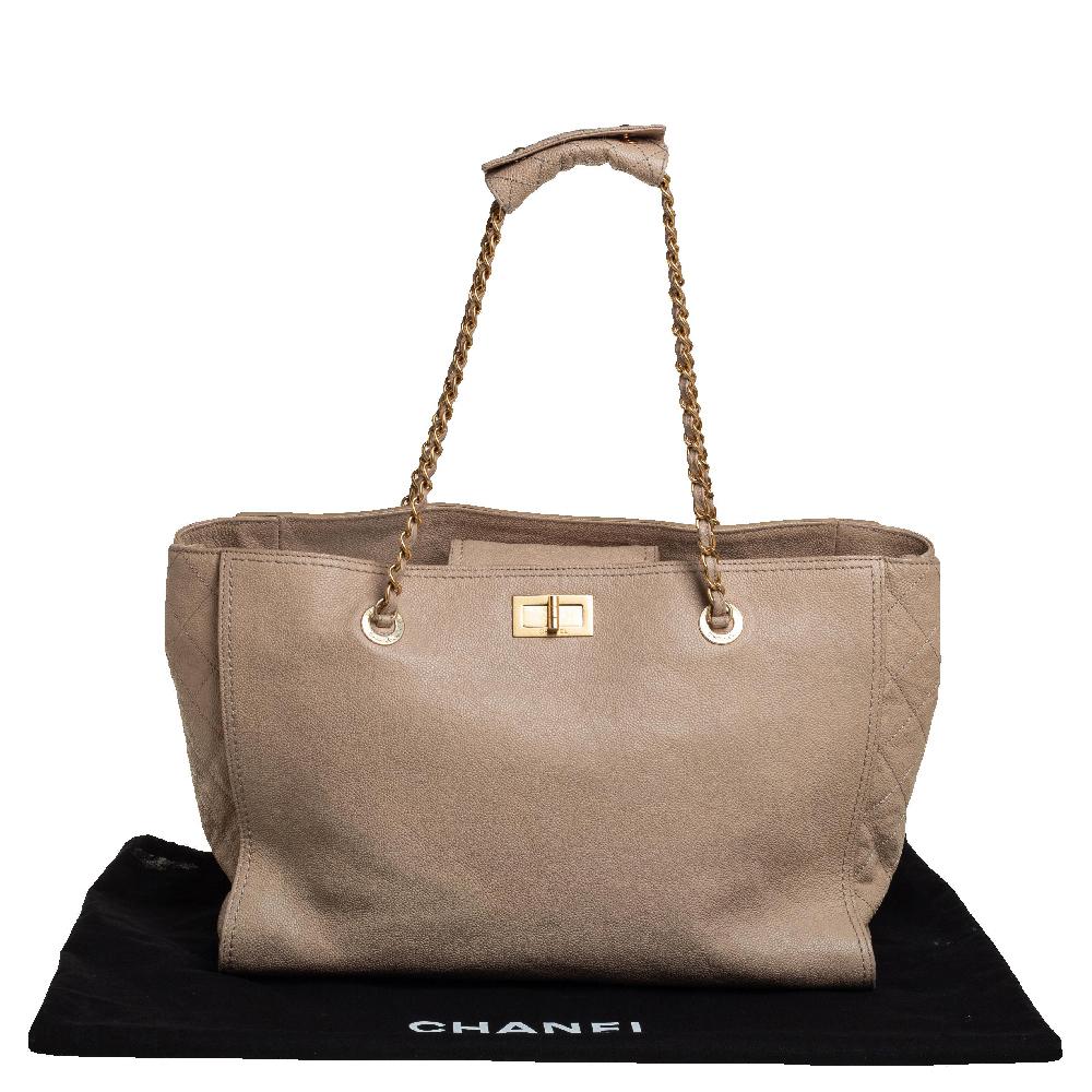 Chanel Beige Quilted Caviar Leather Reissue Tote 5