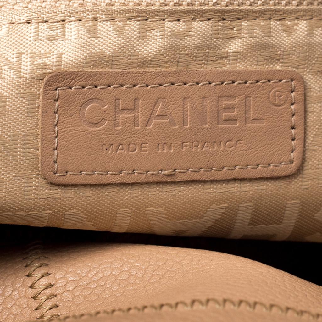 Chanel Beige Quilted Caviar Leather Small Square Stitch Bowler Bag 7