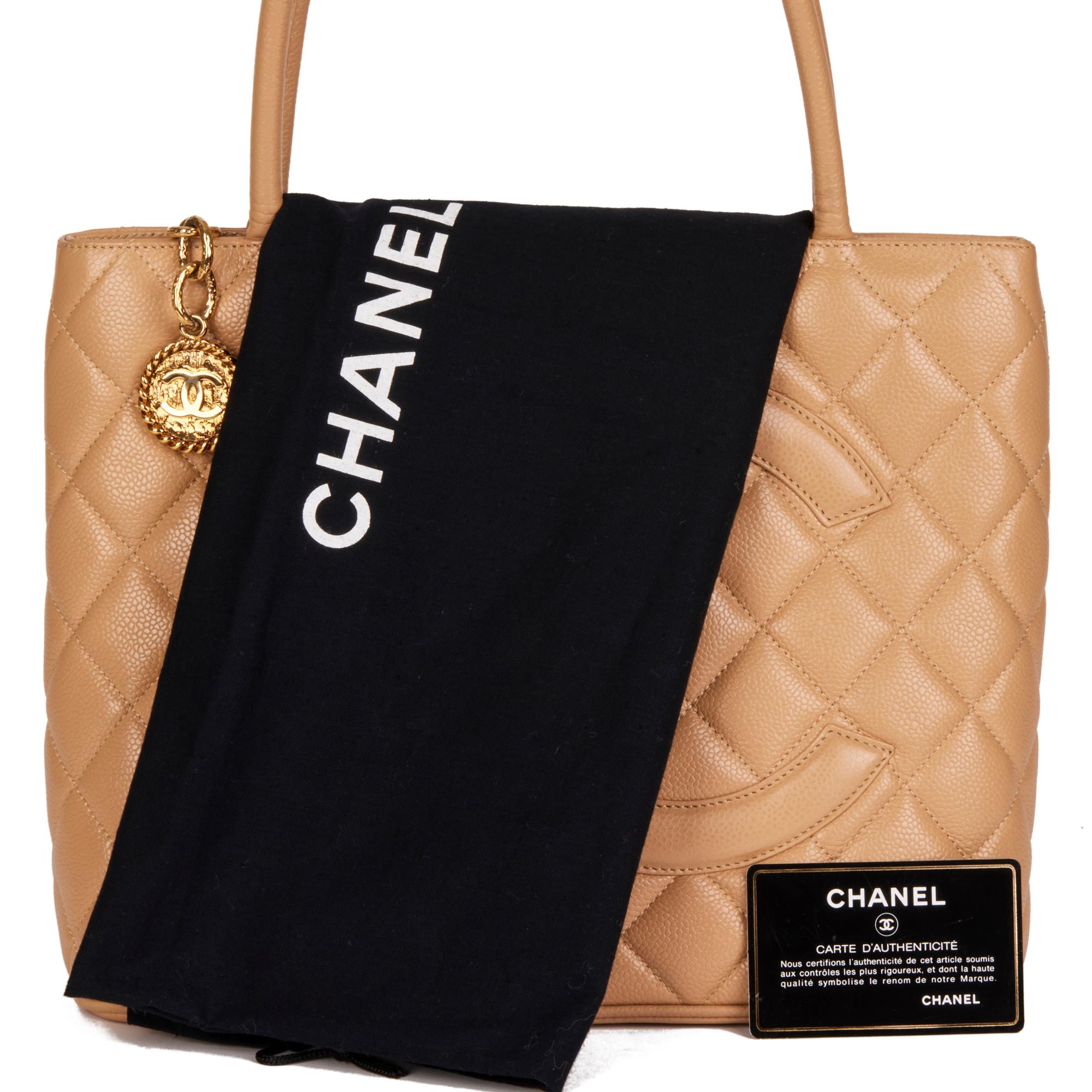 CHANEL Beige Quilted Caviar Leather Vintage Medallion Tote 6