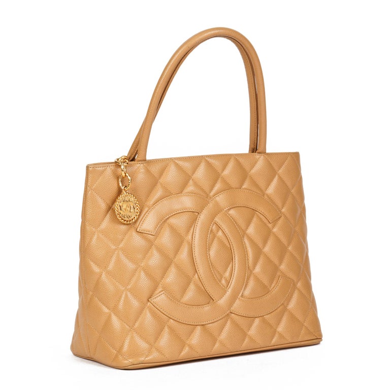 CHANEL 2006 CC Medallion Tote Bag Cream Beige Caviar Leather First  Collection - Chelsea Vintage Couture