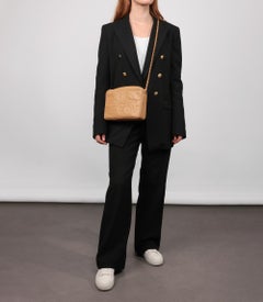 Chanel Beige Quilted Caviar Leather Vintage Small Triple Logo Camera Bag