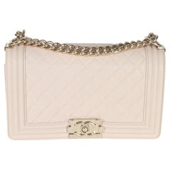 Chanel Beige Quilted Caviar Medium Boy Bag