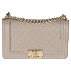 Chanel Beige Quilted Caviar Medium Boy Bag