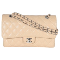 Chanel Beige Caviar matelassé Medium Classic Double Flap Bag