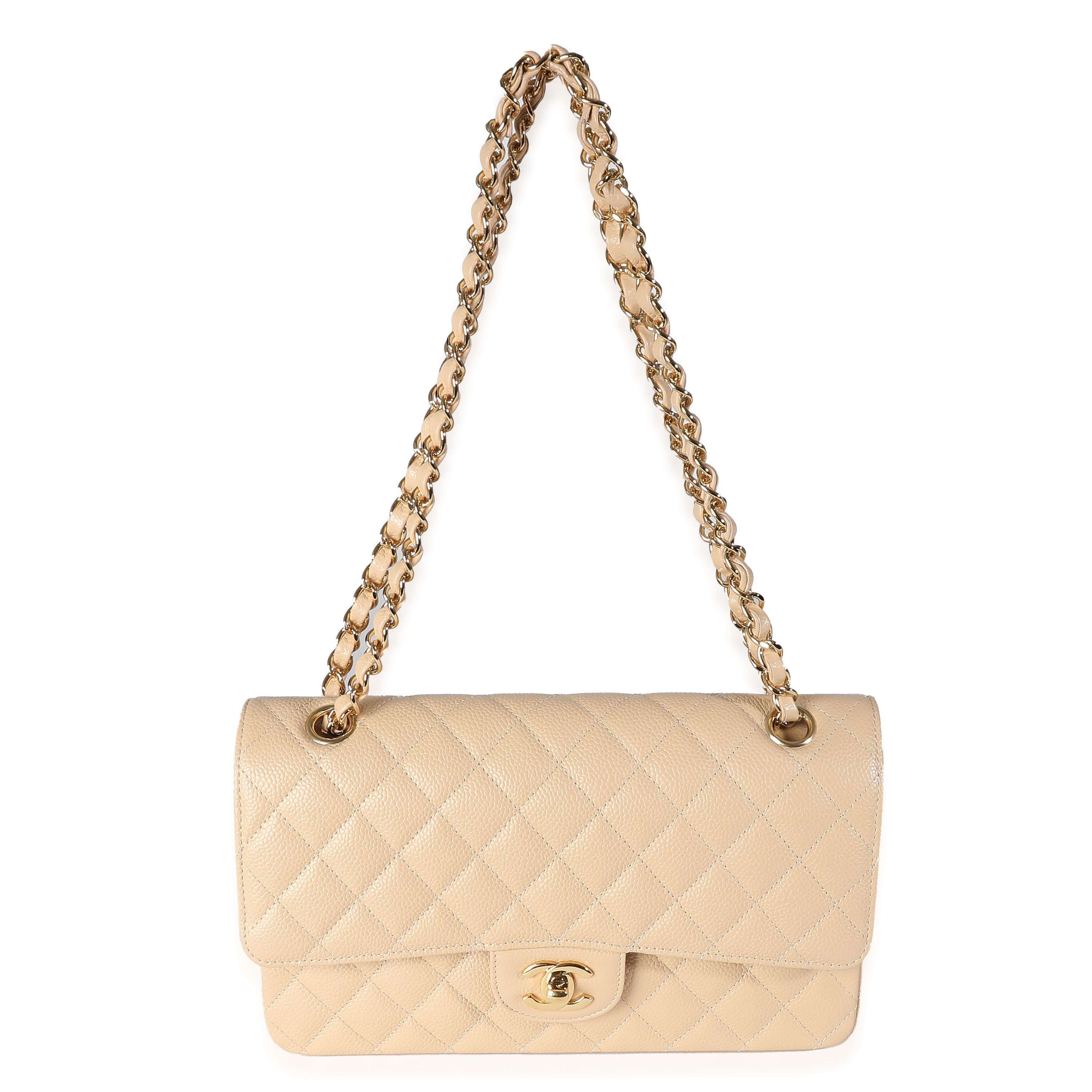 Chanel Beige Quilted Caviar Medium Classic Double Flap Handbag 2