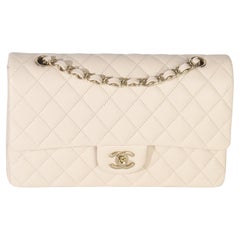 Chanel Beige Quilted Caviar Medium Classic Double Flap Handbag