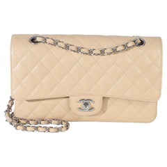 Chanel Beige Quilted Caviar Medium Double Flap Bag